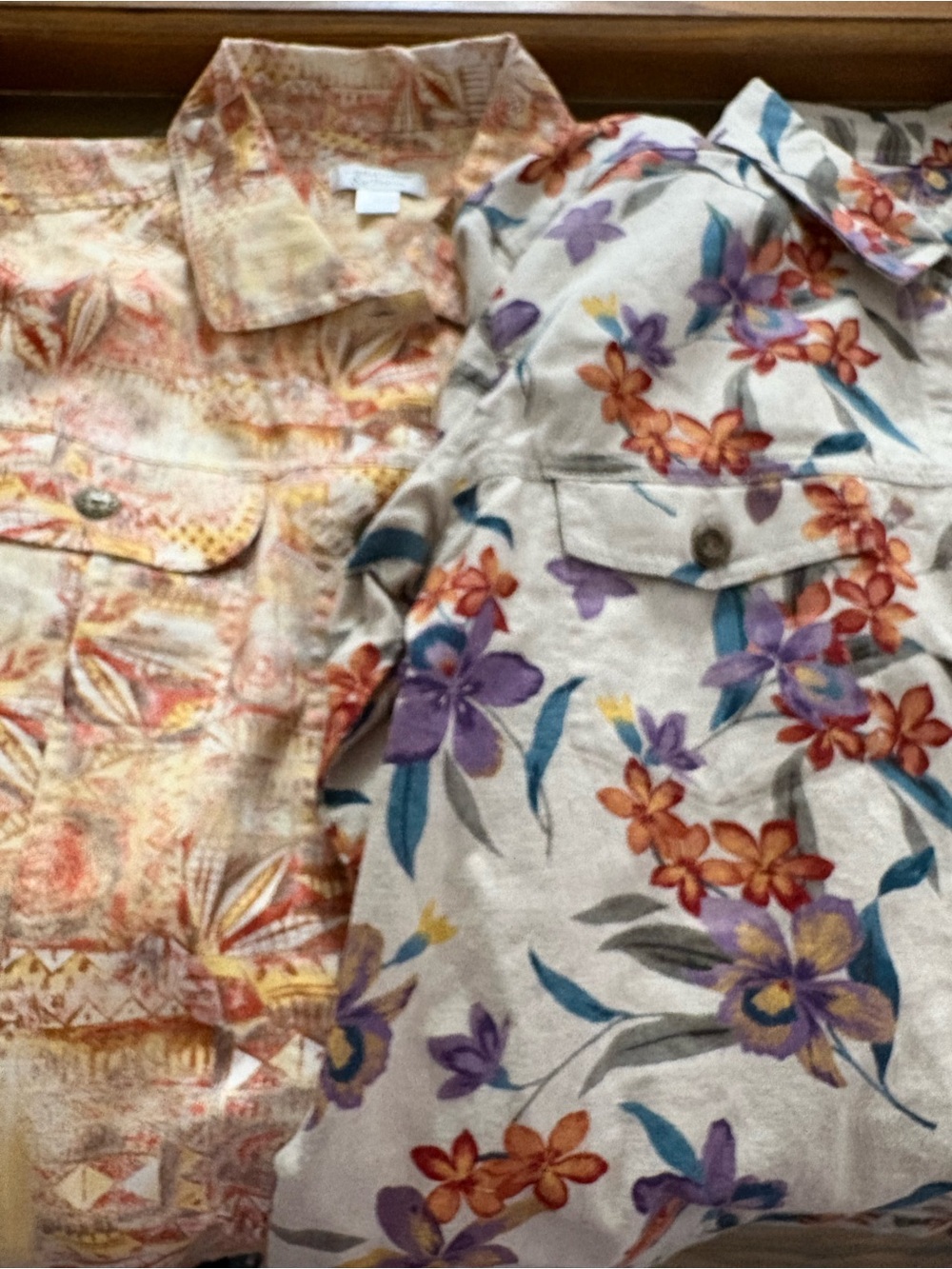 Lot of 2 Christopher & Banks Women's Large Jackets Geometric Tropical Floral L